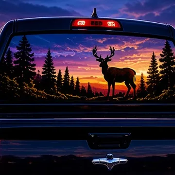 Perforated deer sunset rear window graphic